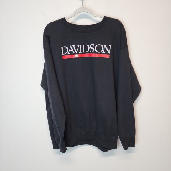 Vintage Davidson College Sweatshirt Size XL Black Long Sleeve Pullover Crewneck - Picture 11 of 14